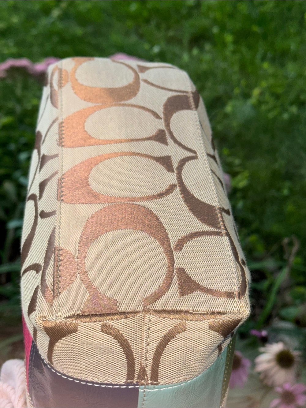 Coach Signature Canvas Tote with Multicolor Accent - Brown/Beige - Picture 6 of 14
